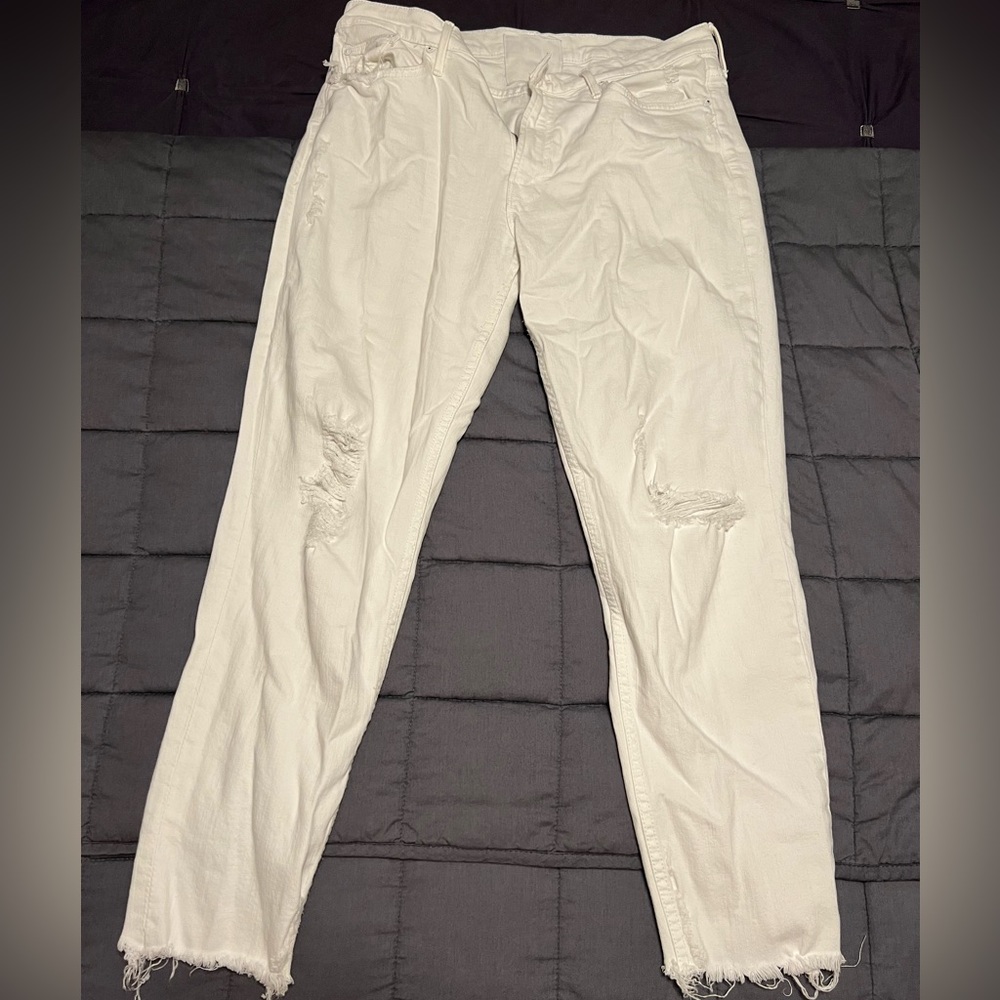 Mother Superior white distressed skinny jeans